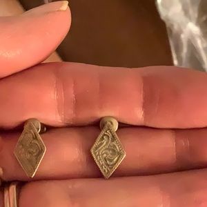 Vintage SISSO Sterling Silver Petite Diamond Shaped Stud Earrings